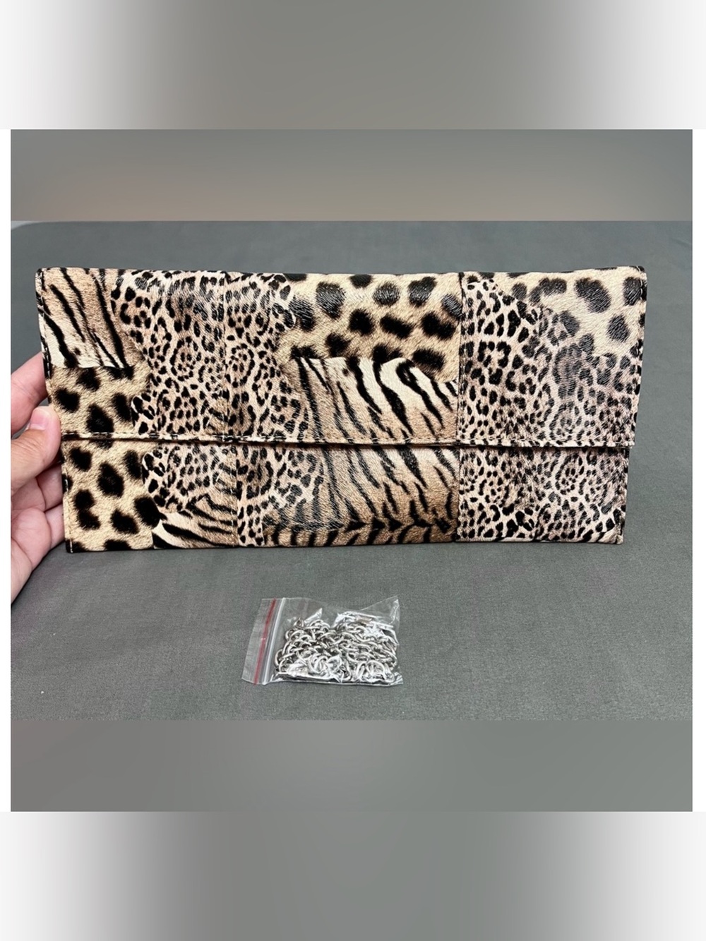 Leopard Print Foldover Shoulder Clutch - Animal Print